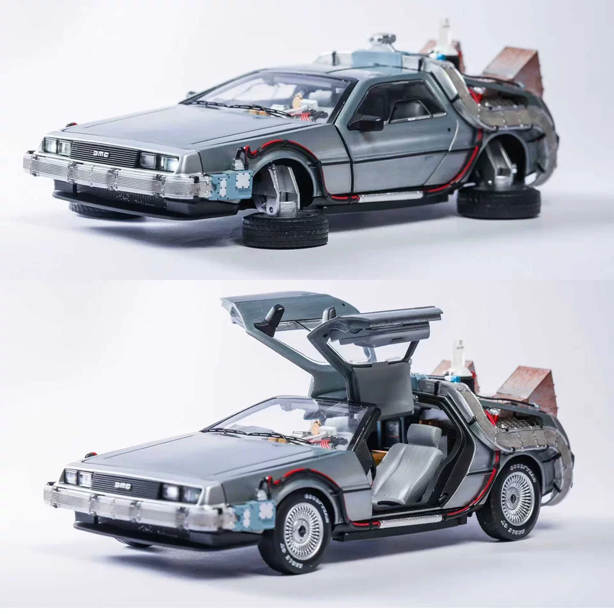 Hot wheels super deluxe edition 1:18 dmc back to the future the number one player lighting edition alloy car model