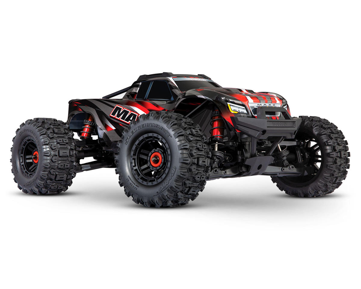 Rc მანქანა - Traxxas Maxx WideMaxx 1/10 Brushless RTR 4WD Monster Truck (Red) w/TQi 2.4GHz Radio & TSM